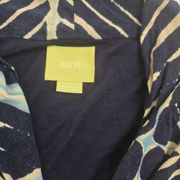 MAEVE By Anthropologie, Elegant Blue and Tan Patterned Maxi Dress.Size XS - Picture 3 of 10